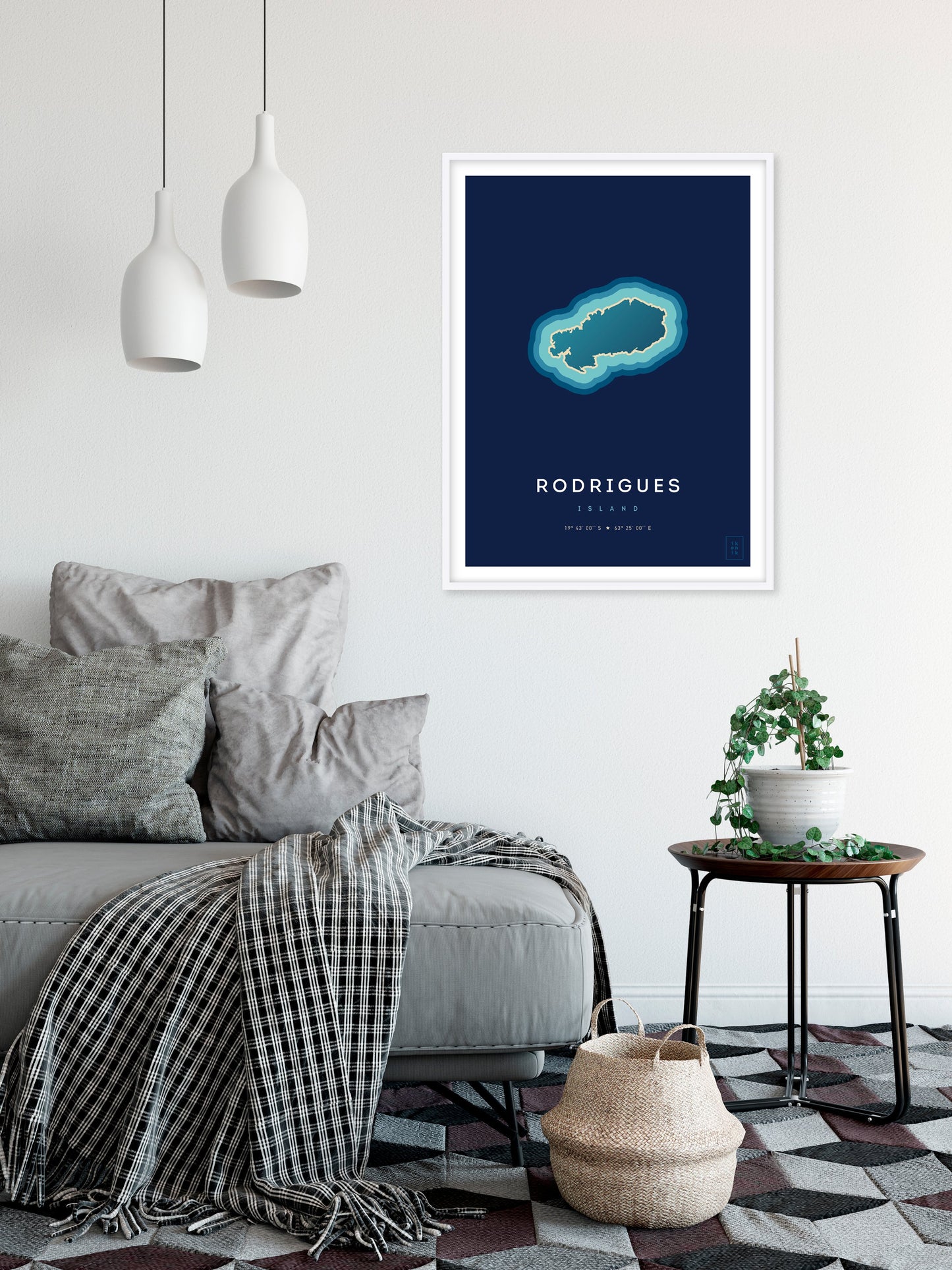 Poster déco de l'île Rodrigues vue du ciel. © ikonik