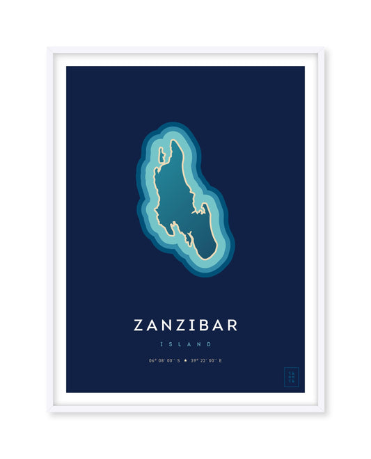 Poster déco de l'île de Zanzibar vue du ciel. © ikonik