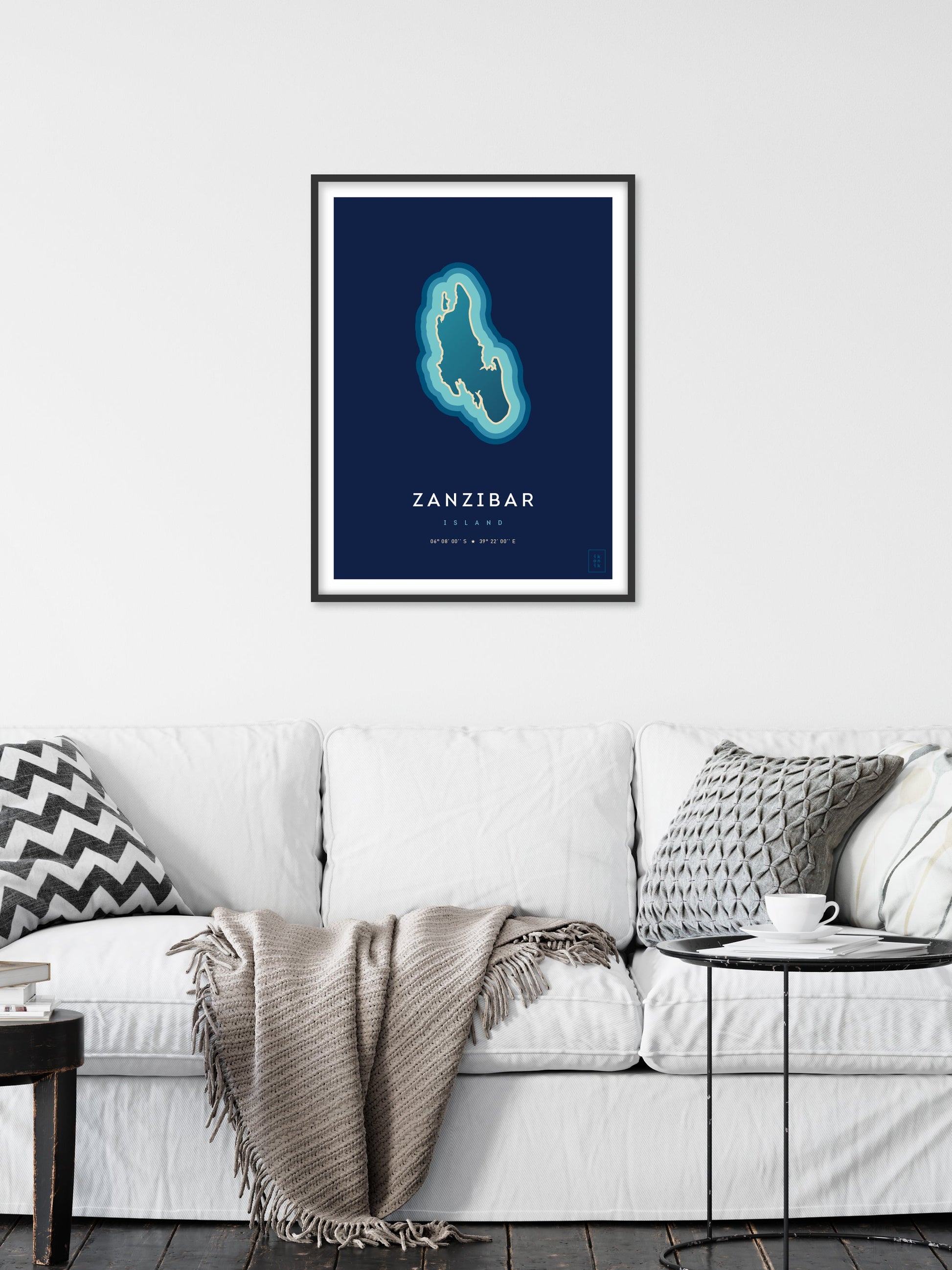Poster déco de l'île de Zanzibar vue du ciel. © ikonik