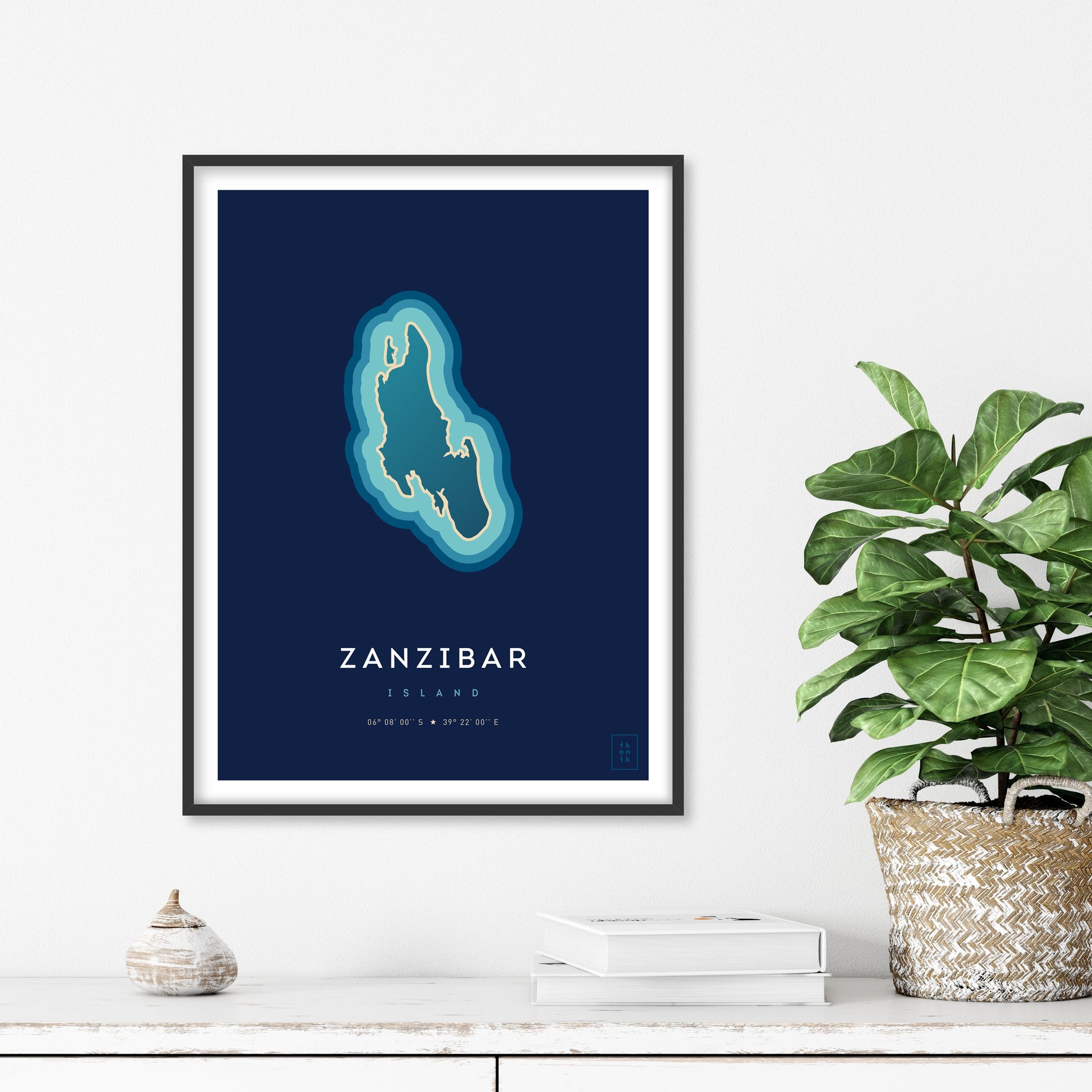 Poster déco de l'île de Zanzibar vue du ciel. © ikonik
