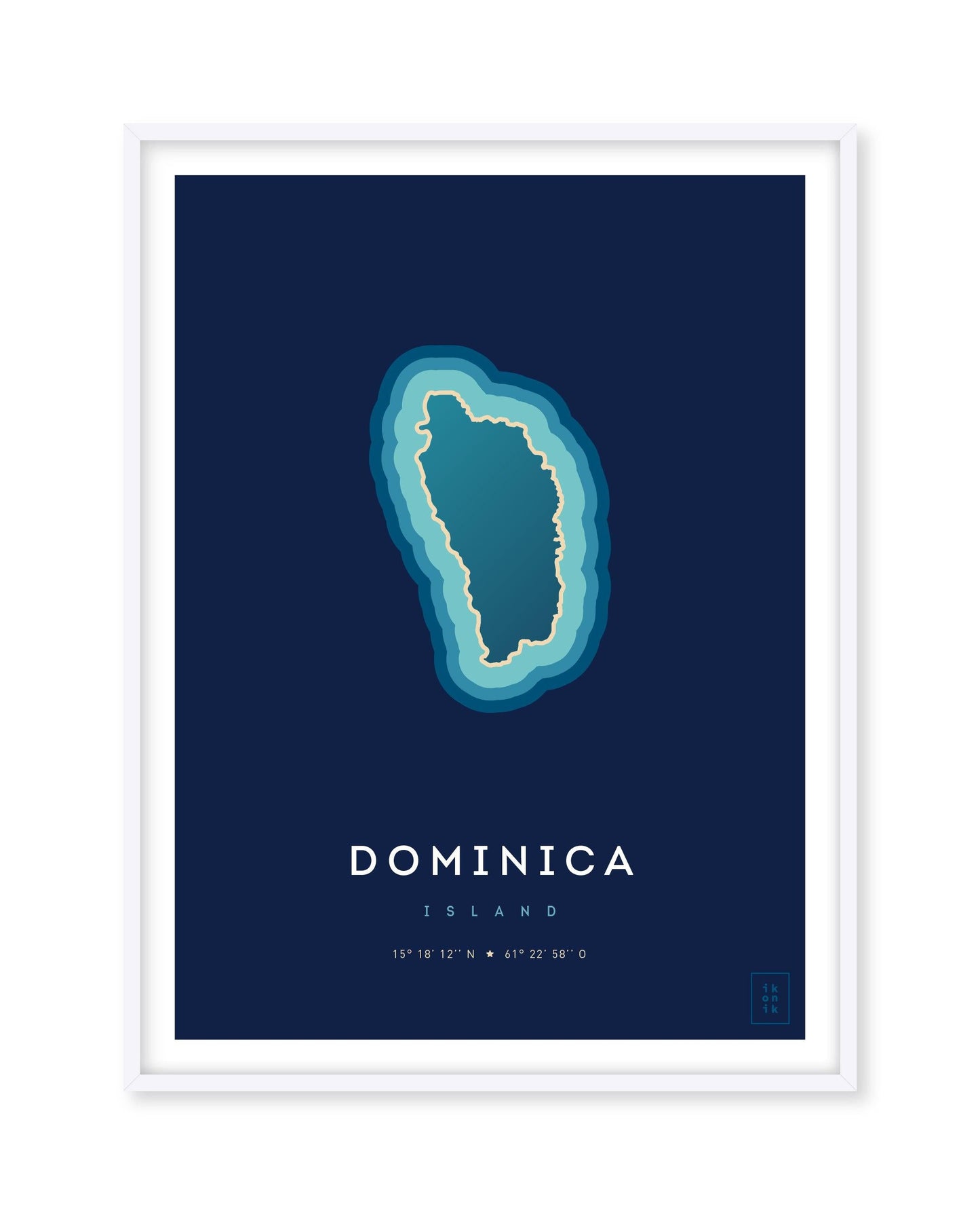 Poster déco de l'île de la Dominique vue du ciel. © ikonik