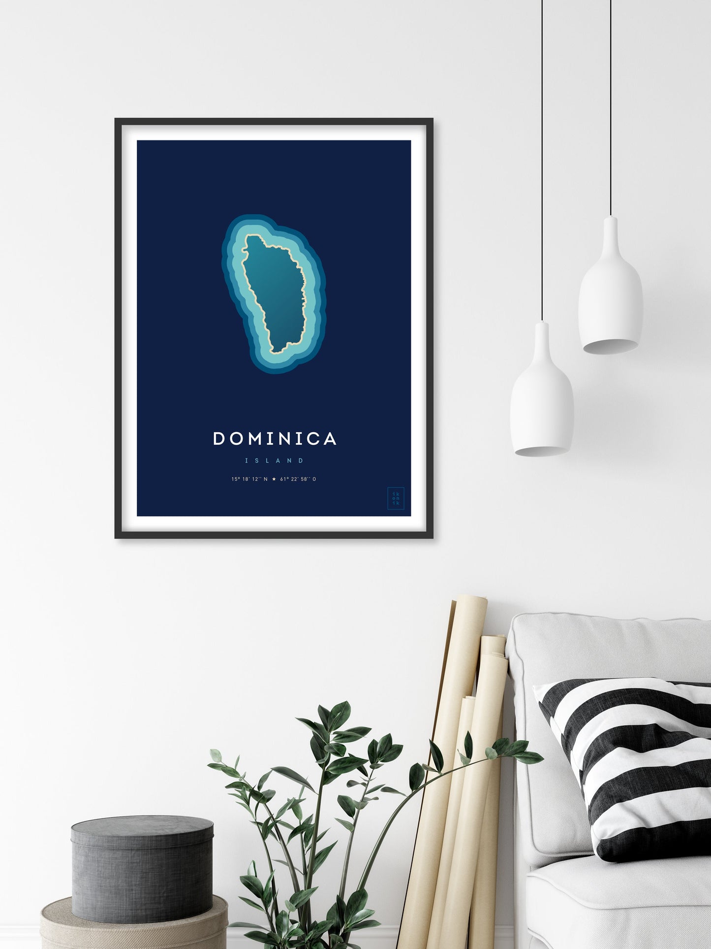 Poster déco de l'île de la Dominique vue du ciel. © ikonik