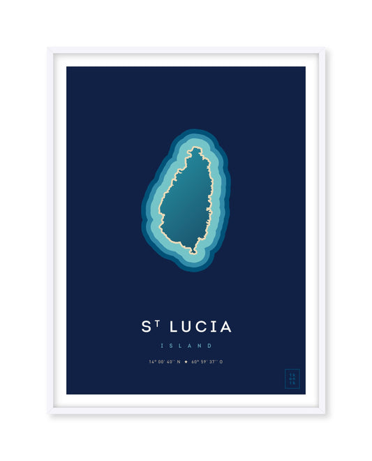 Poster déco de l'île de Sainte-Lucie vue du ciel. © ikonik