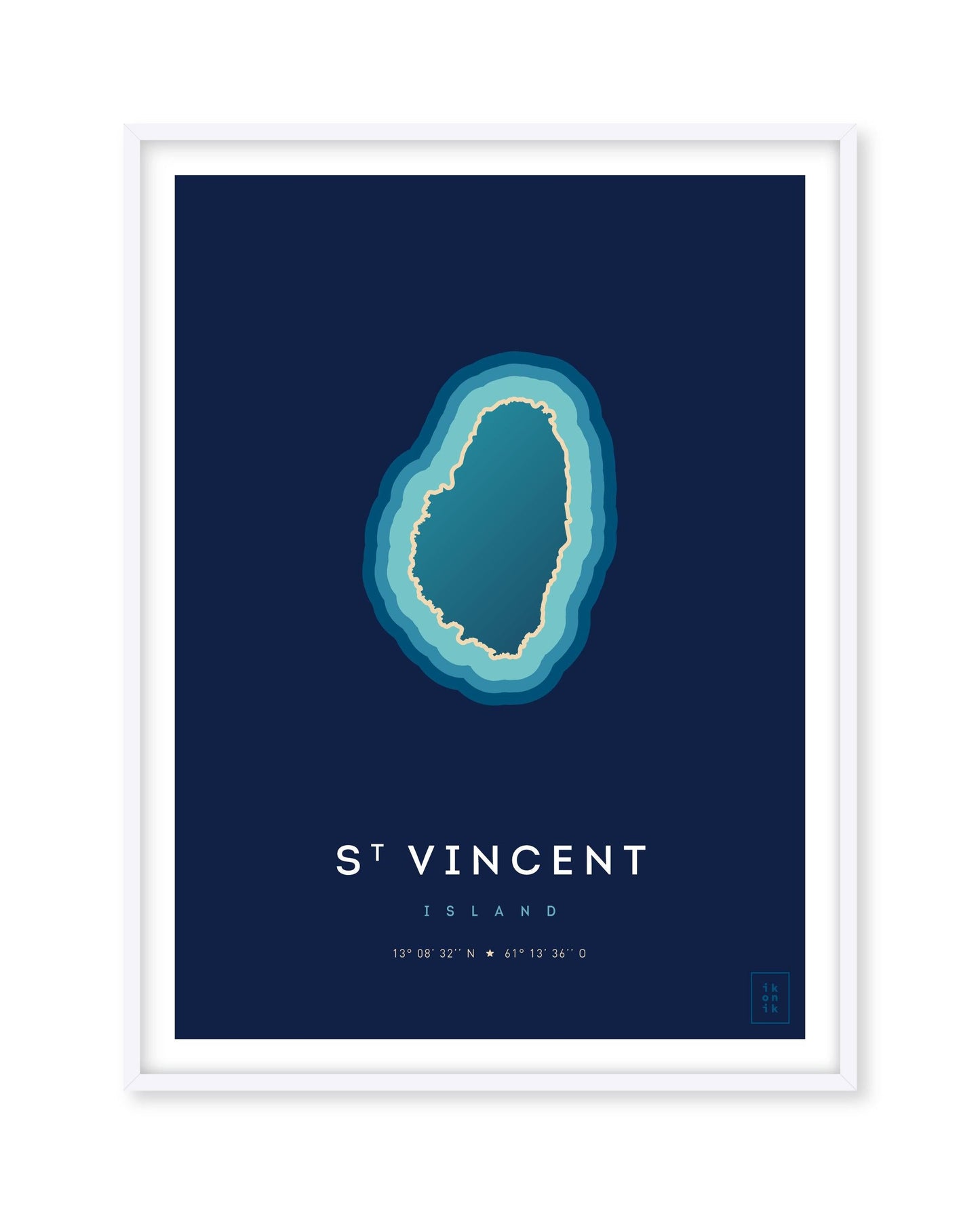Poster déco de l'île de Saint-Vincent vue du ciel. © ikonik