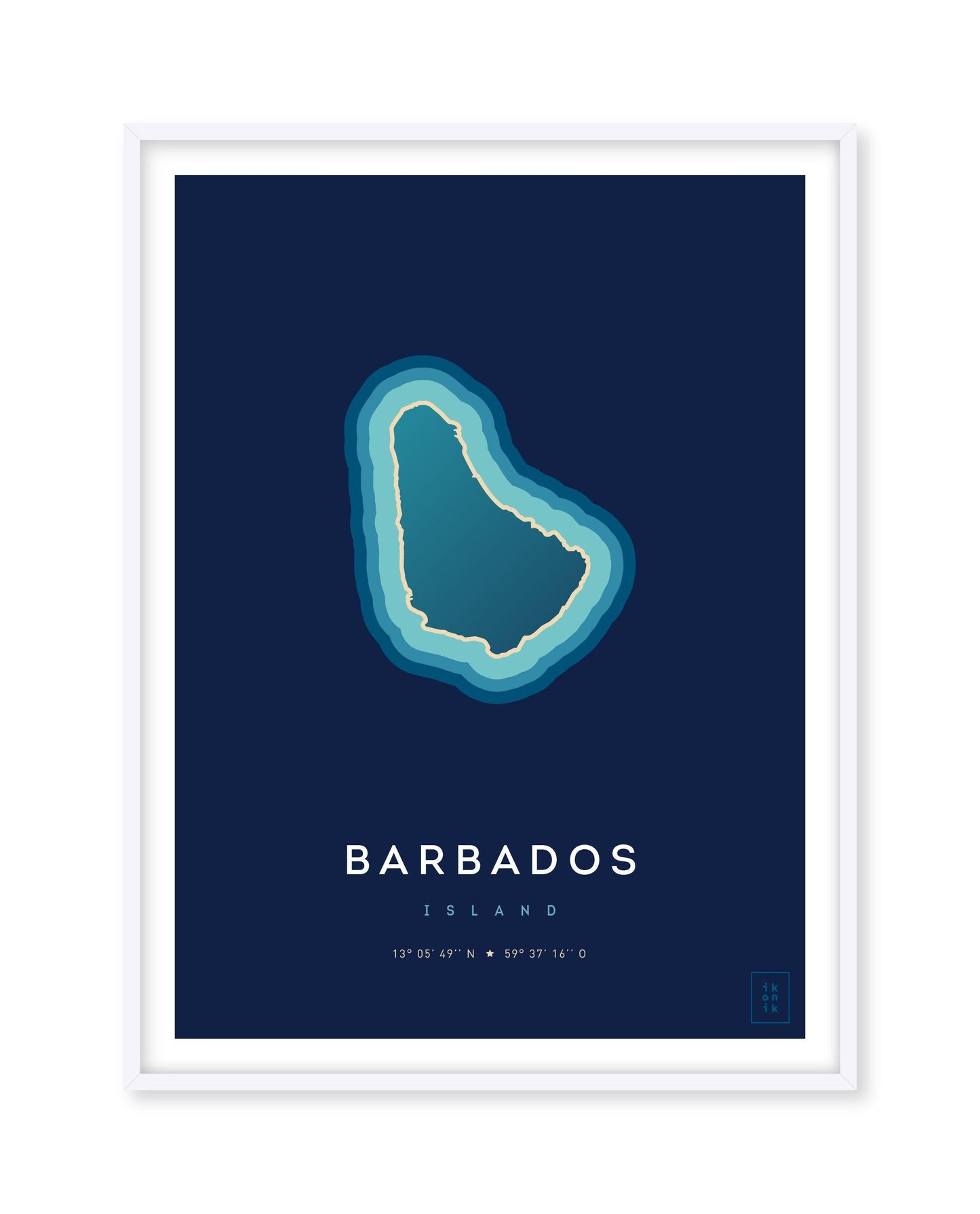 Poster déco de l'île de la Barbade vue du ciel. © ikonik