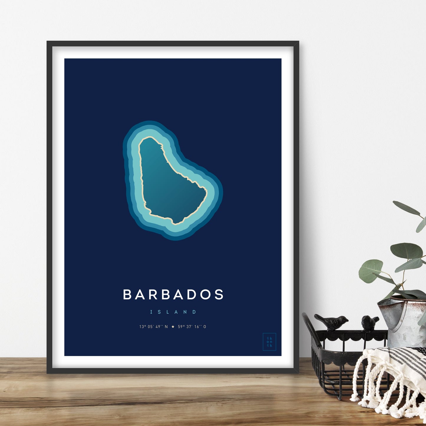 Poster déco de l'île de la Barbade vue du ciel. © ikonik