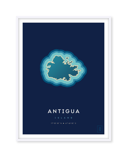 Poster déco de l'île d'Antigua vue du ciel. © ikonik