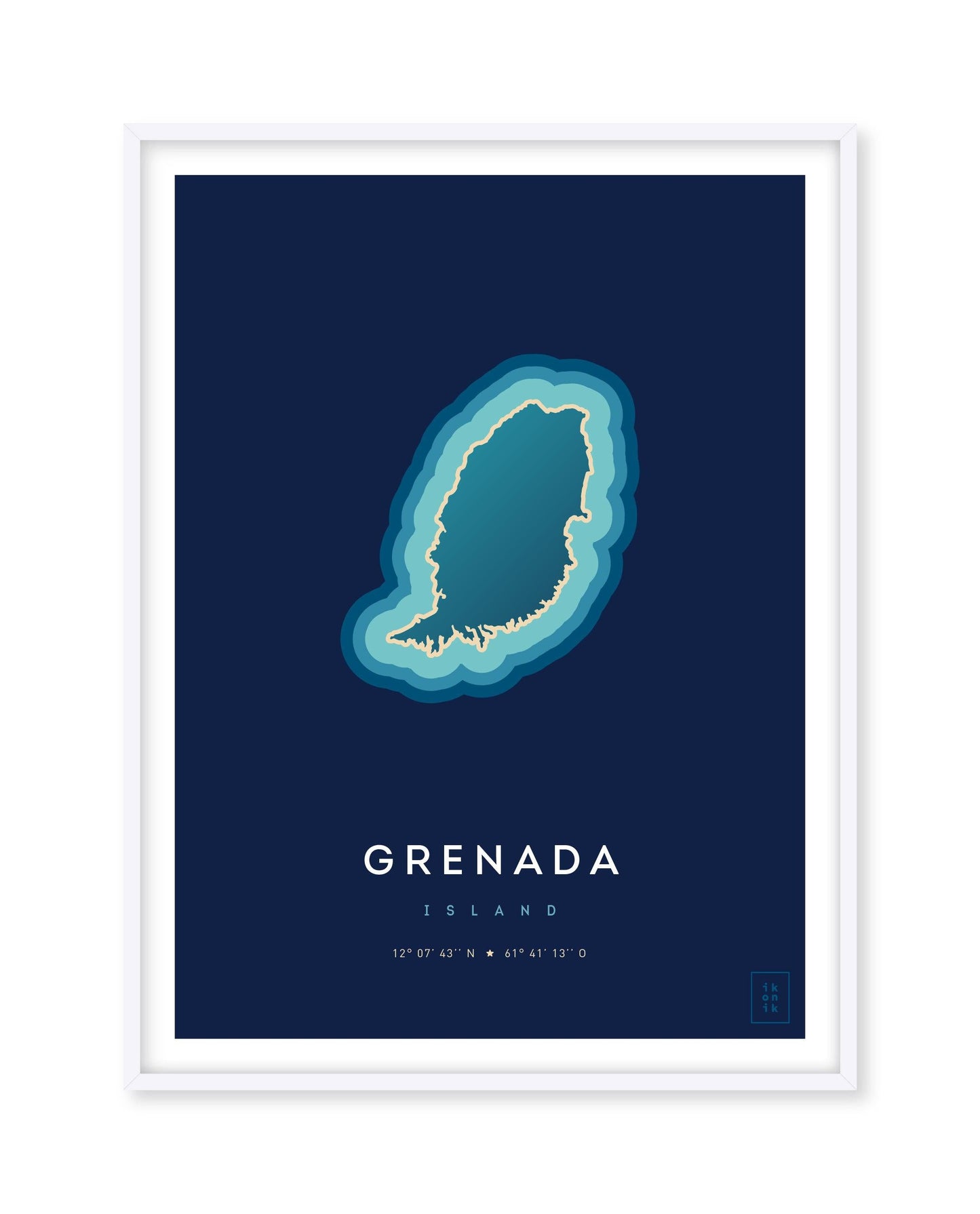 Poster déco de l'île de la Grenade vue du ciel. © ikonik