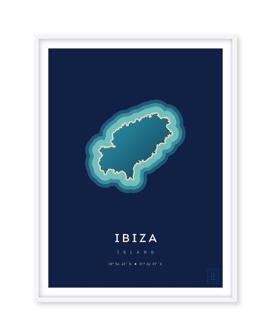 Poster déco de l'île d'Ibiza vue du ciel. © ikonik