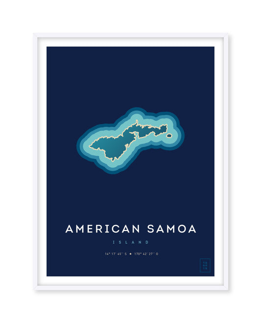 Poster déco de l'île des Samoa américaines vue du ciel. © ikonik