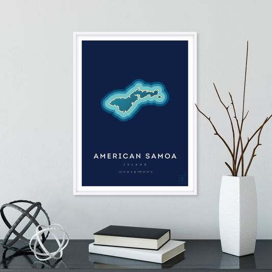 Poster déco de l'île des Samoa américaines vue du ciel. © ikonik