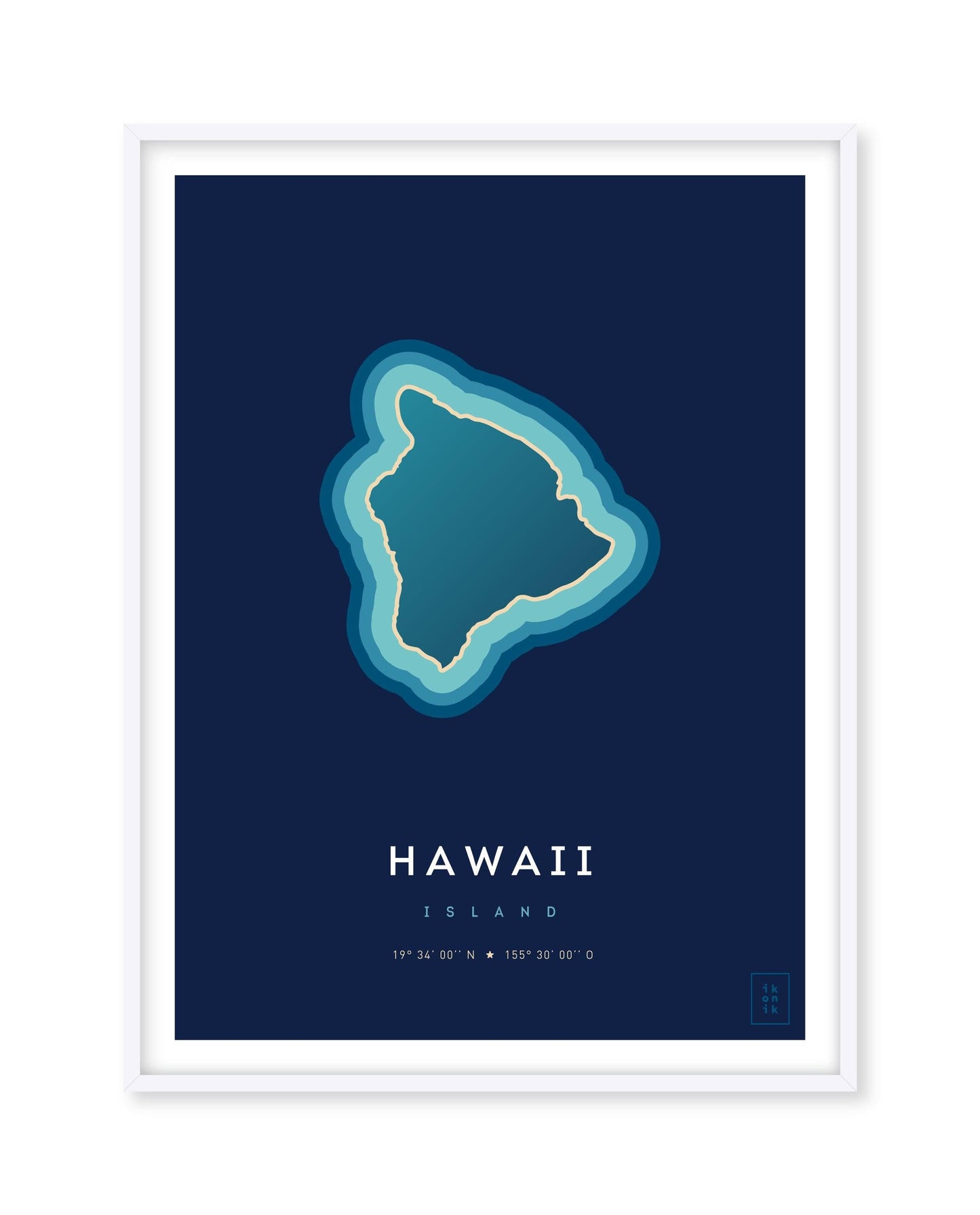 Poster déco de l'île d'Hawaii vue du ciel. © ikonik