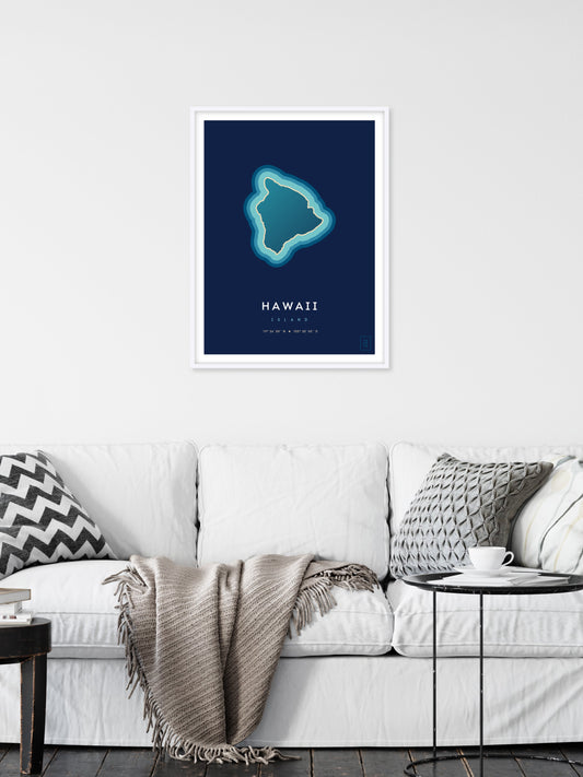 Poster déco de l'île d'Hawaii vue du ciel. © ikonik