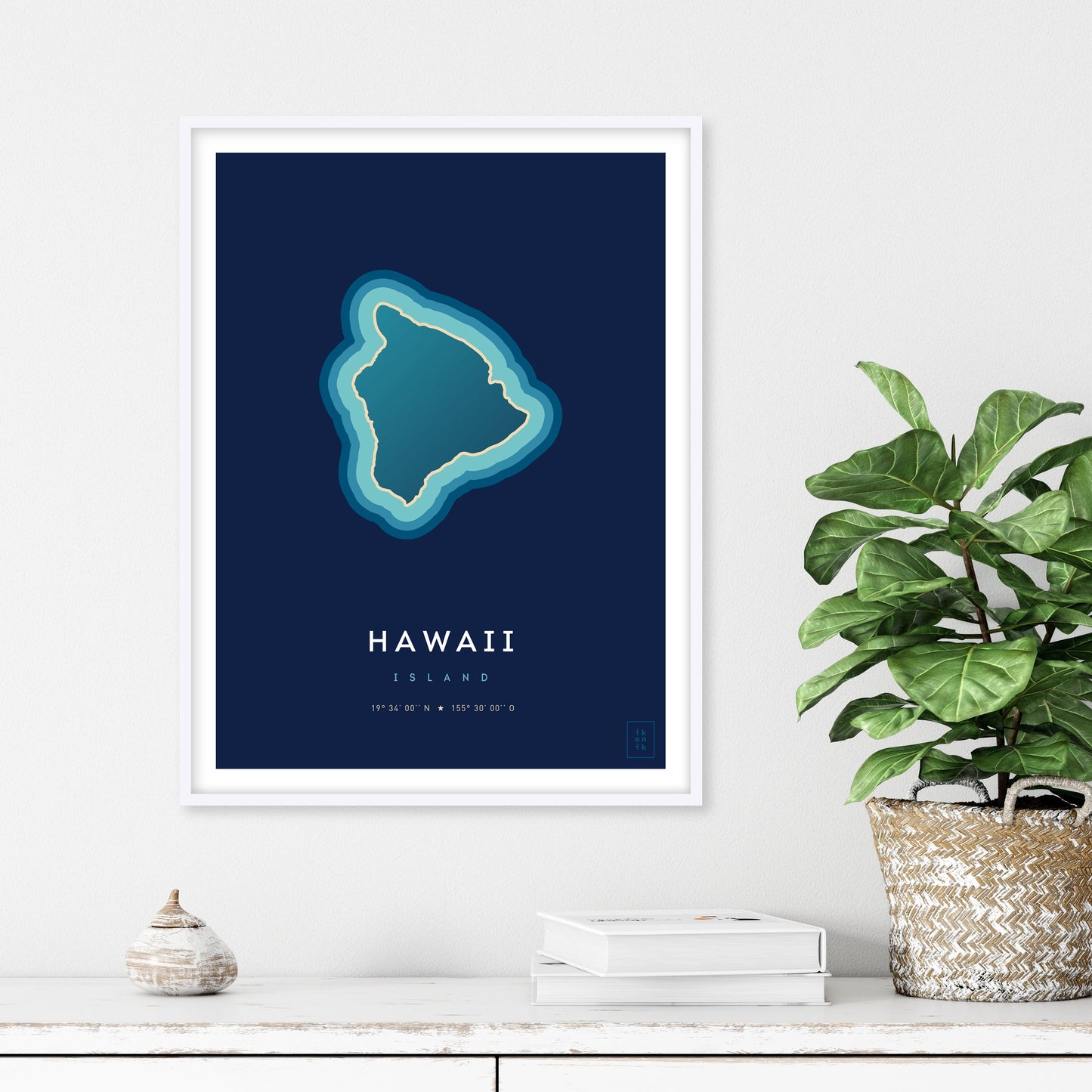 Poster déco de l'île d'Hawaii vue du ciel. © ikonik