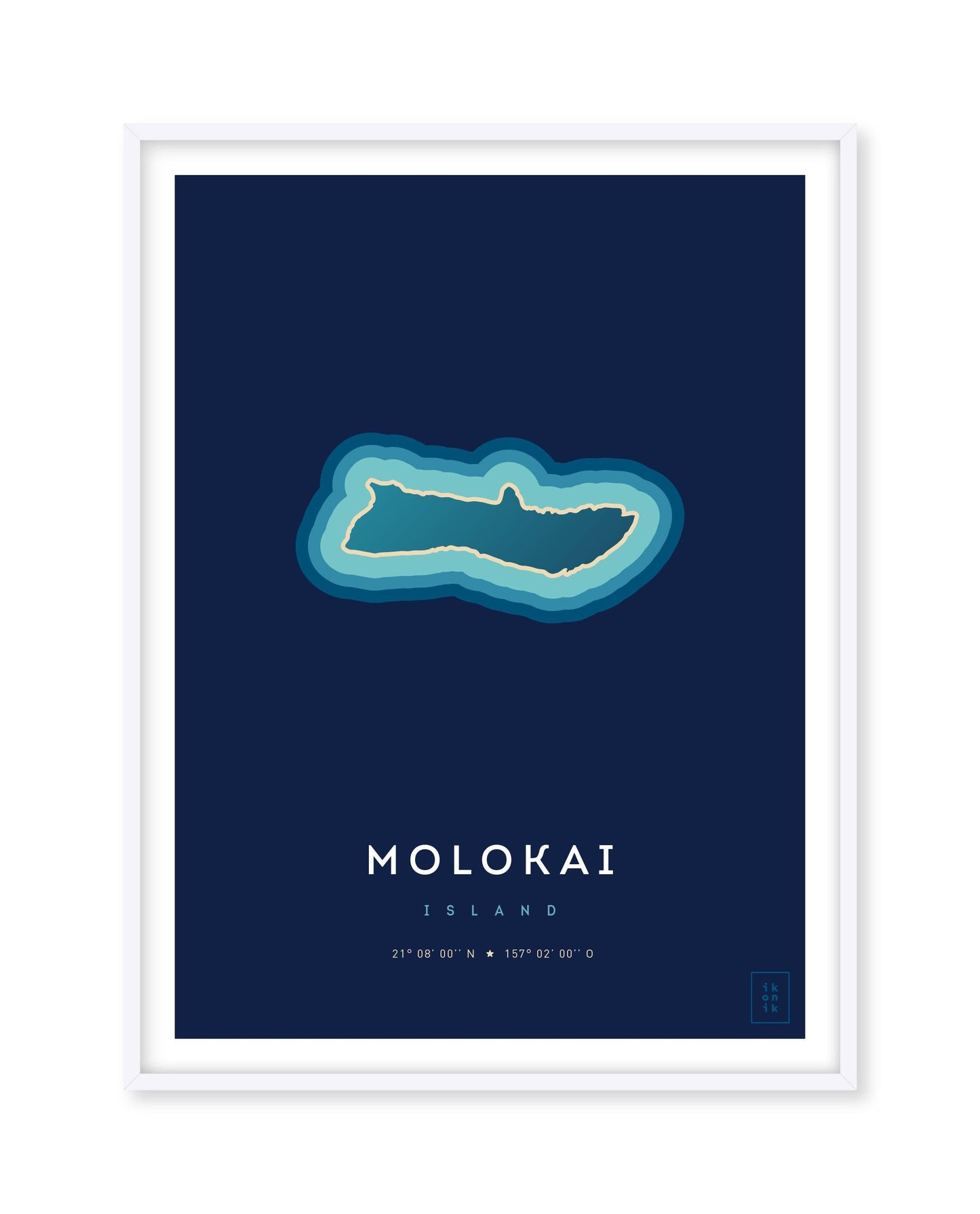 Poster déco de l'île de Molokai vue du ciel. © ikonik