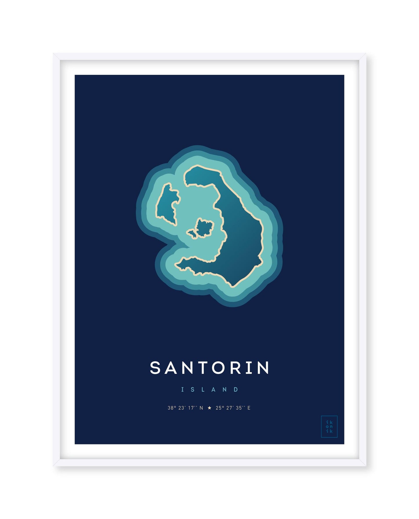 Poster déco de l'île de Santorin vue du ciel. © ikonik