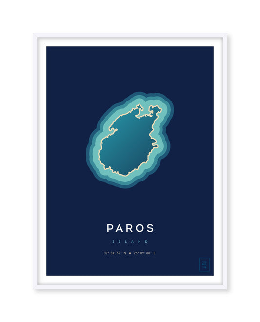 Poster déco de l'île de Paros vue du ciel. © ikonik