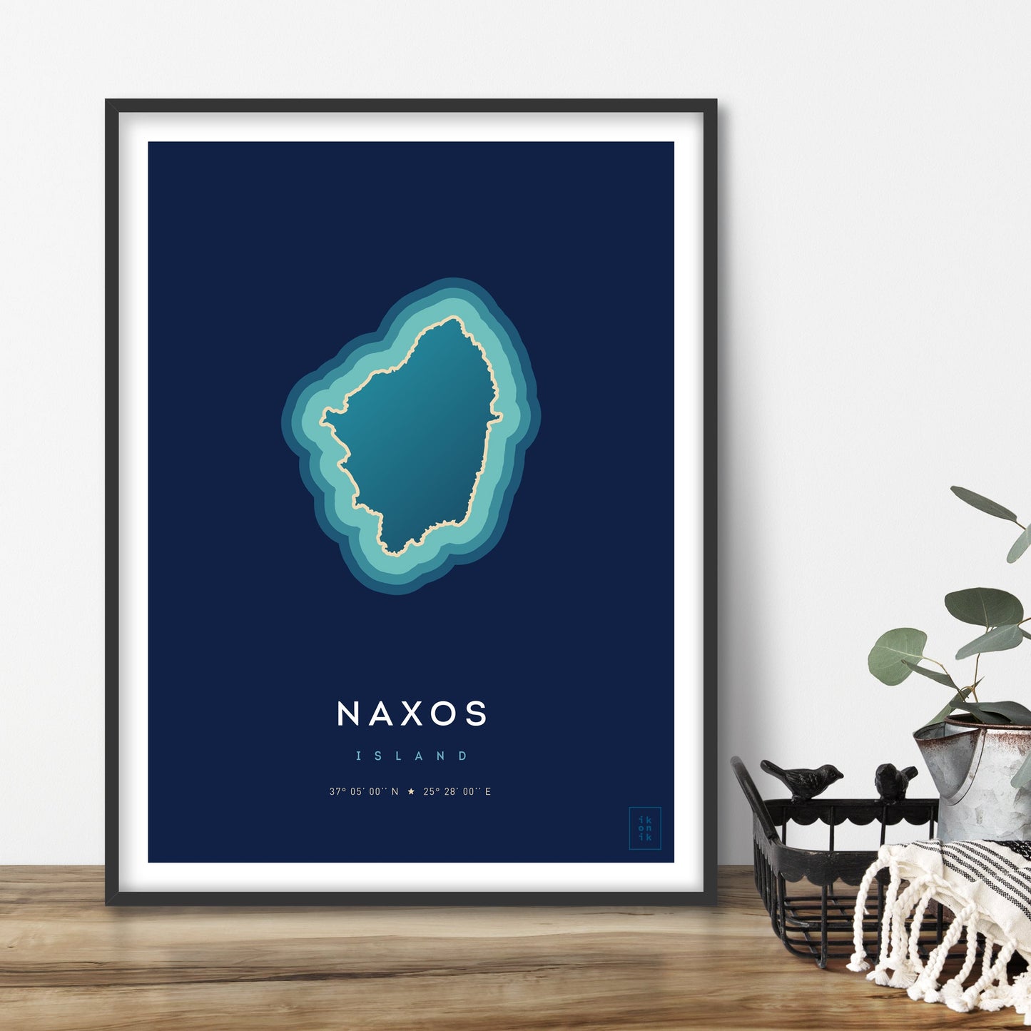 Poster déco de l'île de Naxos vue du ciel. © ikonik