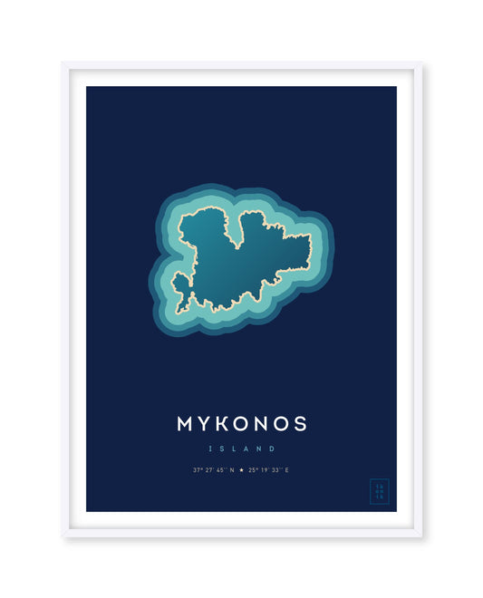 Poster déco de l'île de Mykonos vue du ciel. © ikonik