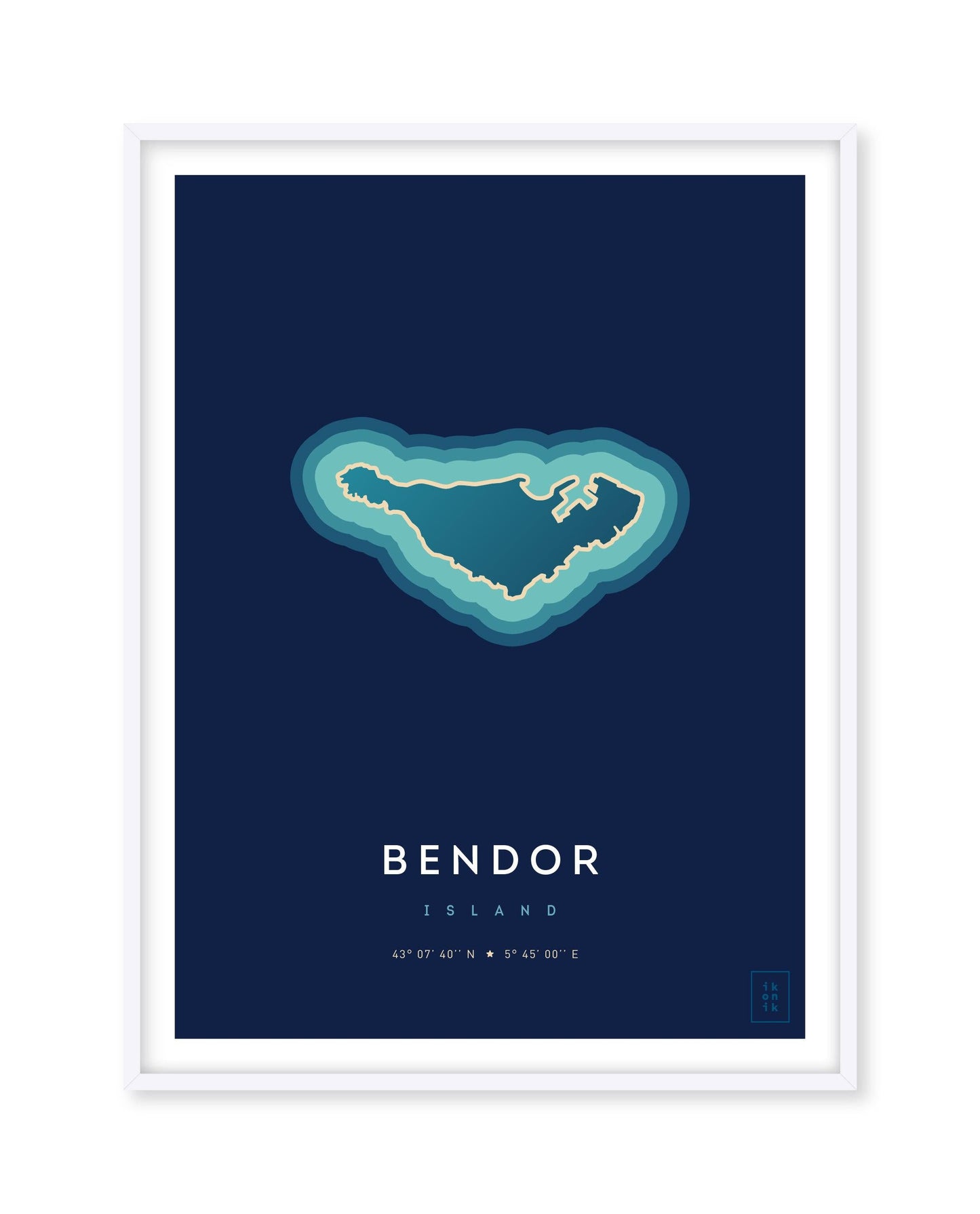 Poster déco de l'île de Bendor vue du ciel. © ikonik