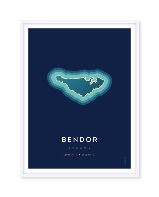 Poster déco de l'île de Bendor vue du ciel. © ikonik