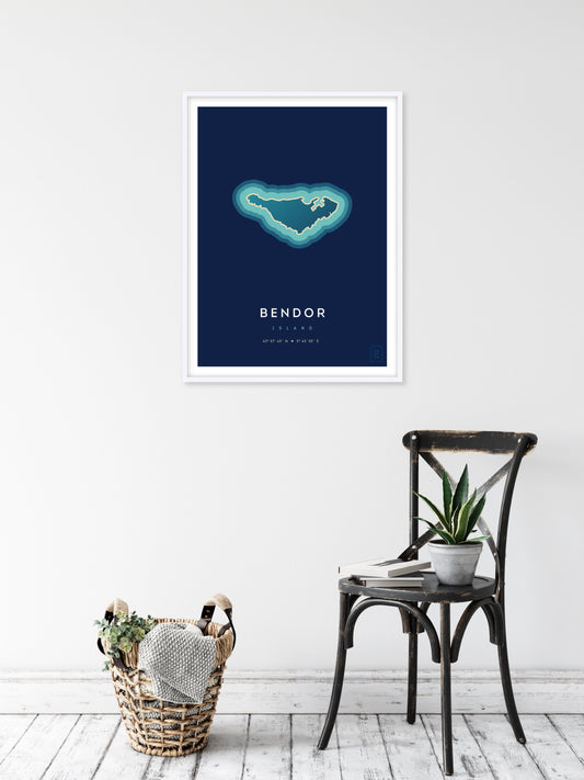 Poster déco de l'île de Bendor vue du ciel. © ikonik