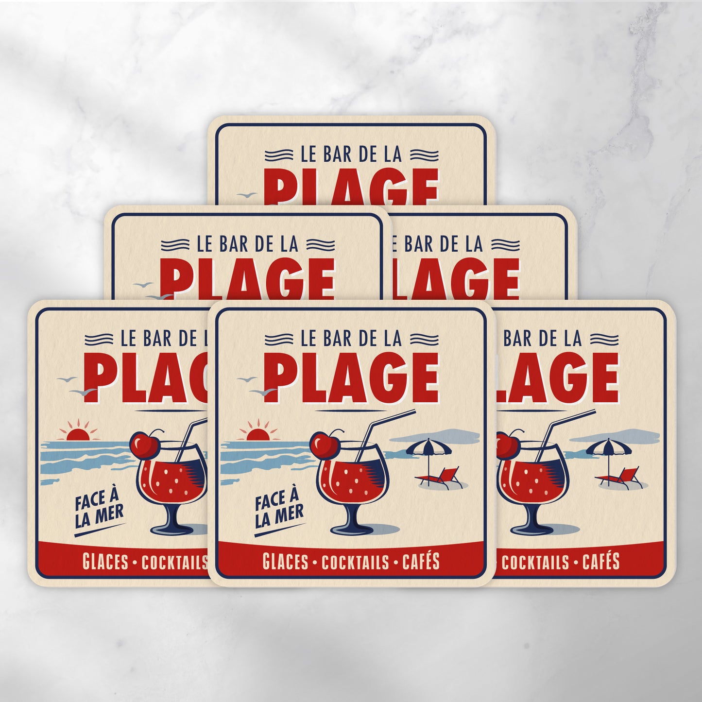 Dessous-de-verre | Le Bar de la Plage (x6)
