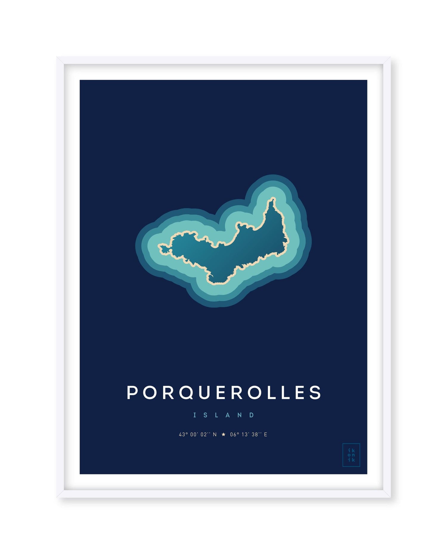 Poster déco de l'île de Porquerolles vue du ciel. © ikonik