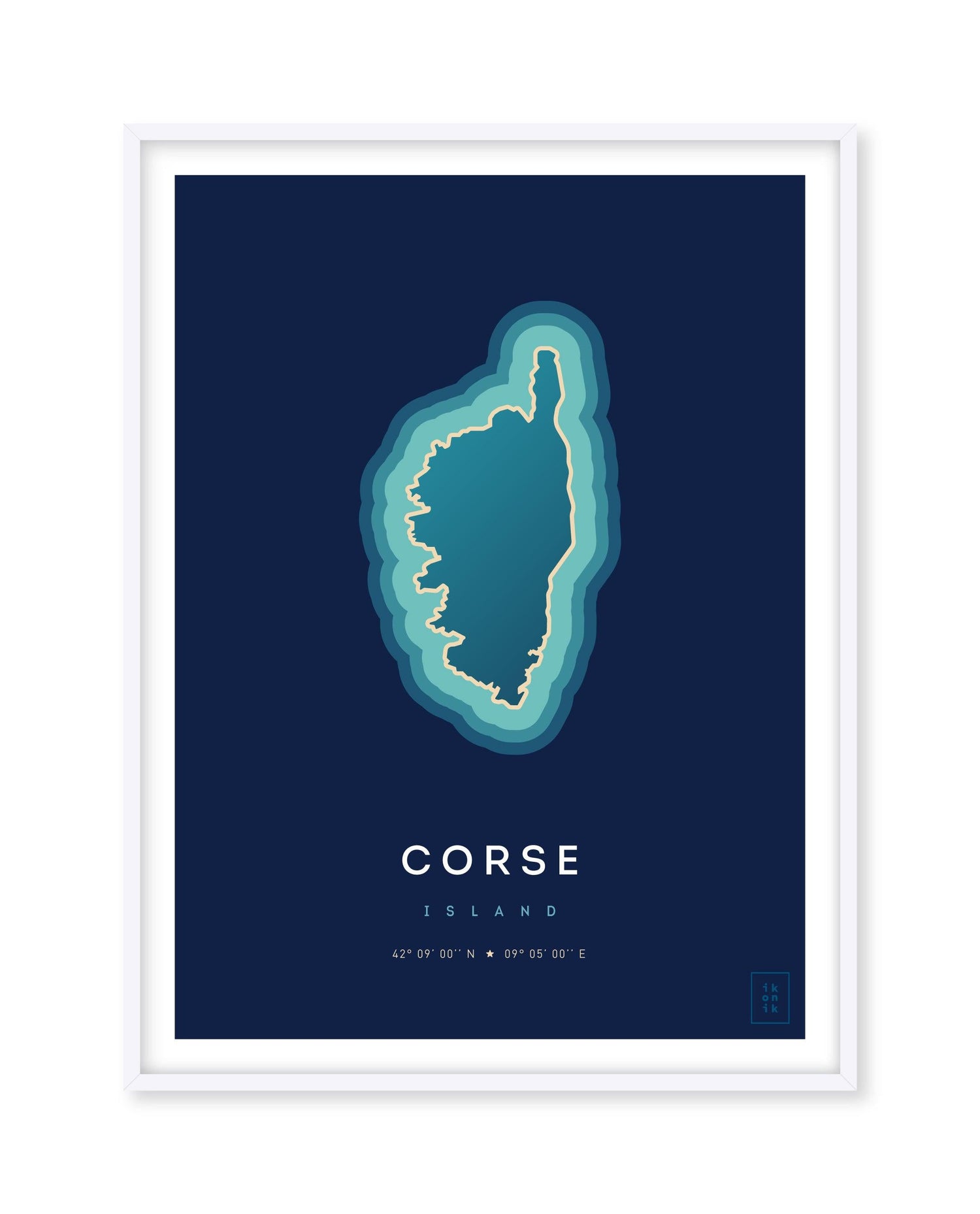 Poster déco de l'île de la Corse vue du ciel. © ikonik