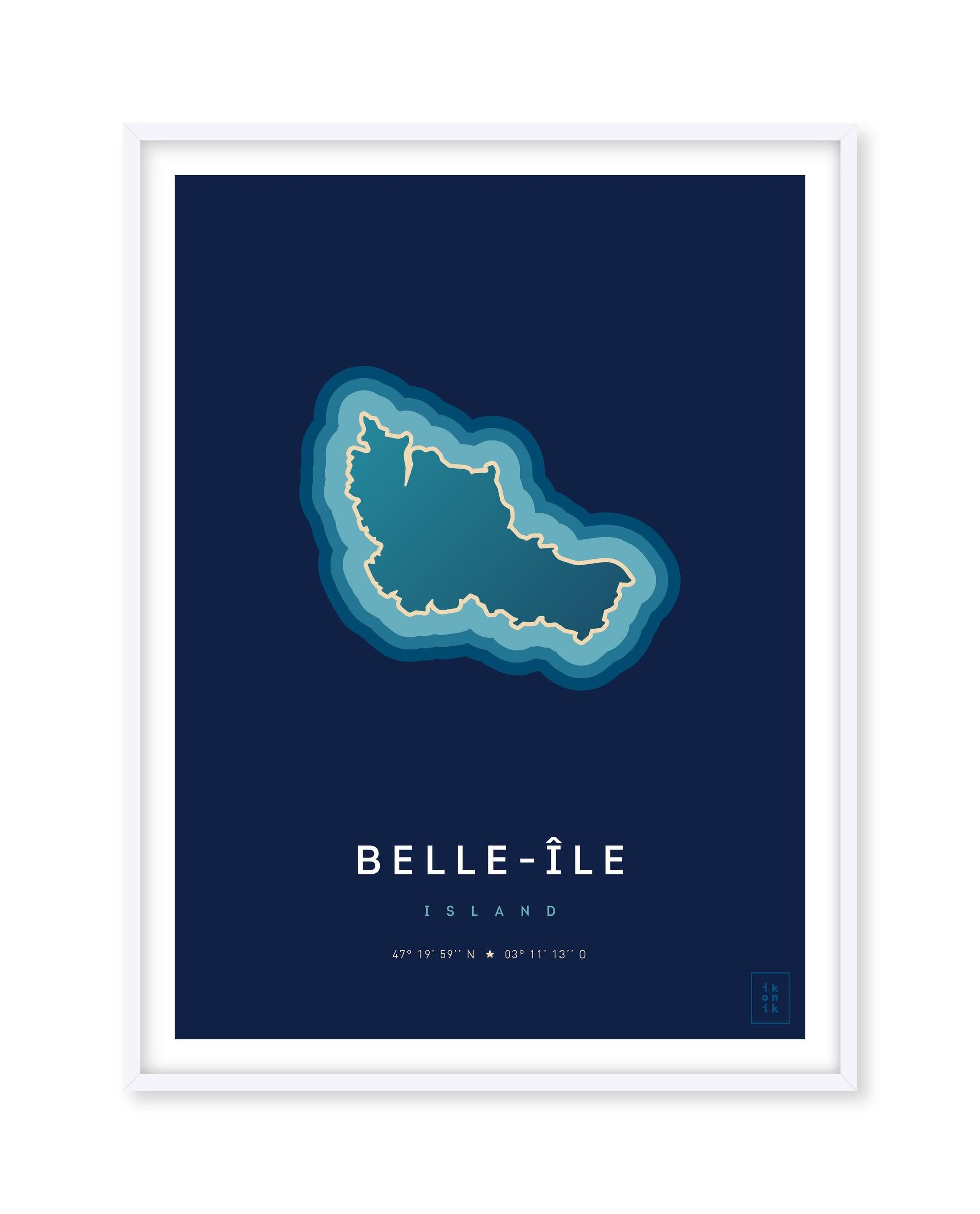 Affiche déco de Belle-Île-en-mer vue du ciel. © ikonik