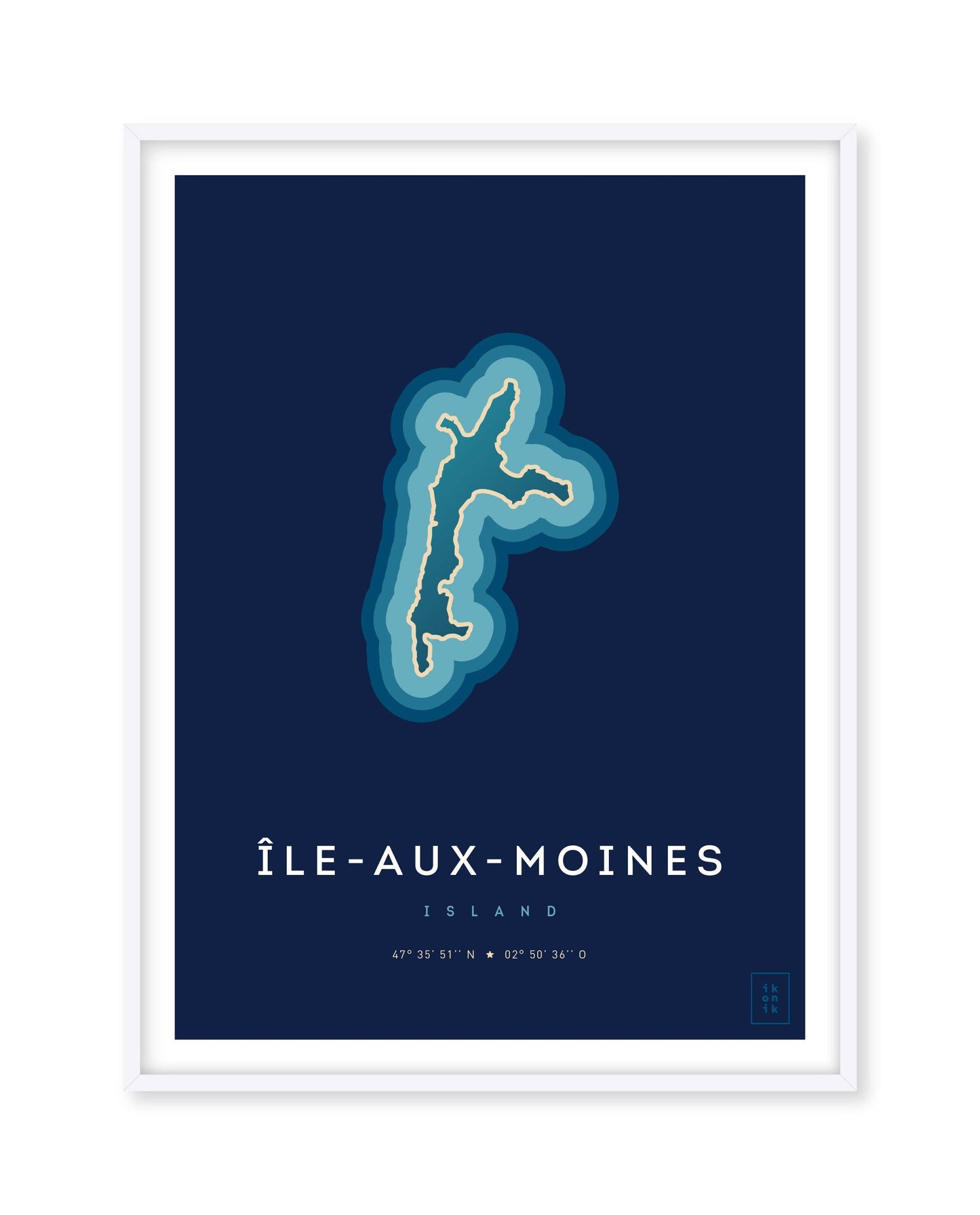 Affiche déco de l'île-aux-moines vue du ciel. © ikonik