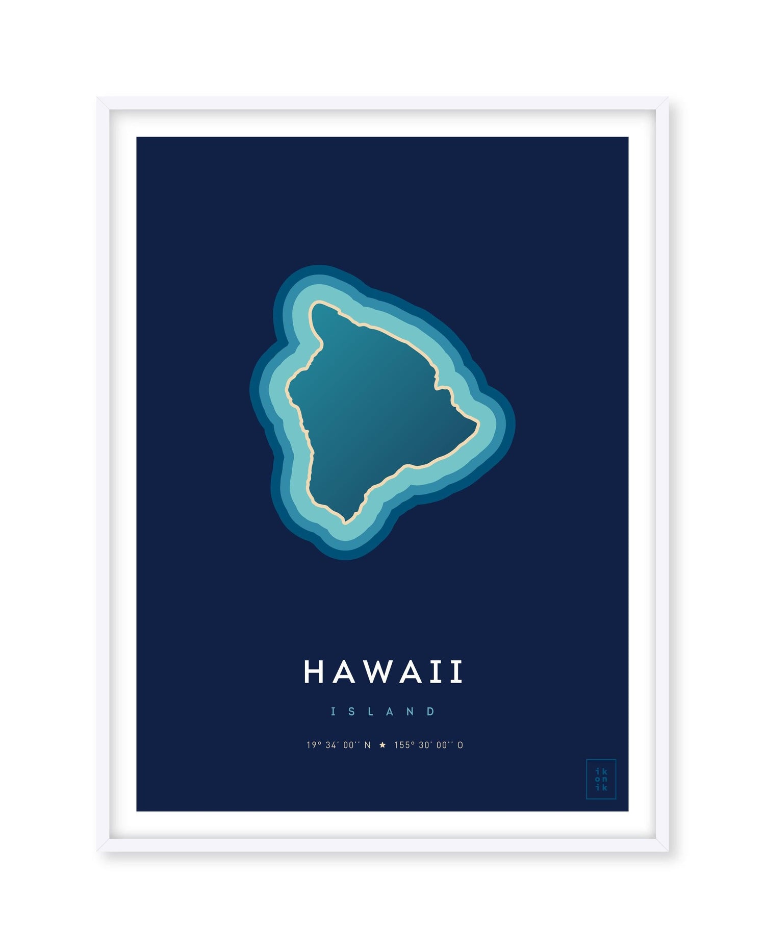 Poster déco de l'île d'Hawaii vue du ciel. © ikonik